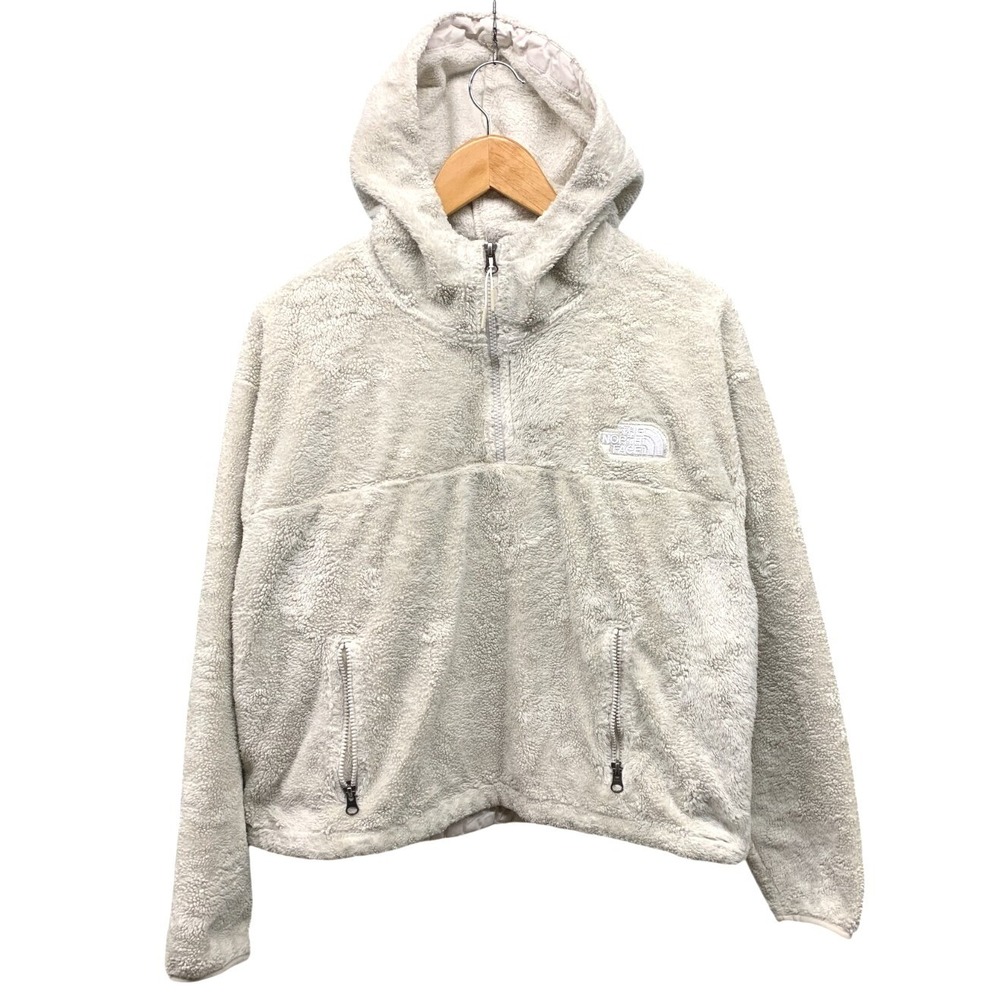 The North Face Fleece Women's XL Ivory Osito 1/4 Zip Pullover Hoodie Cropped - Picture 2 of 10